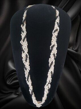 Twisted Rice Pearl & Black Bead Torsade Style Necklace  ✨Length: 23"   NWOT✨